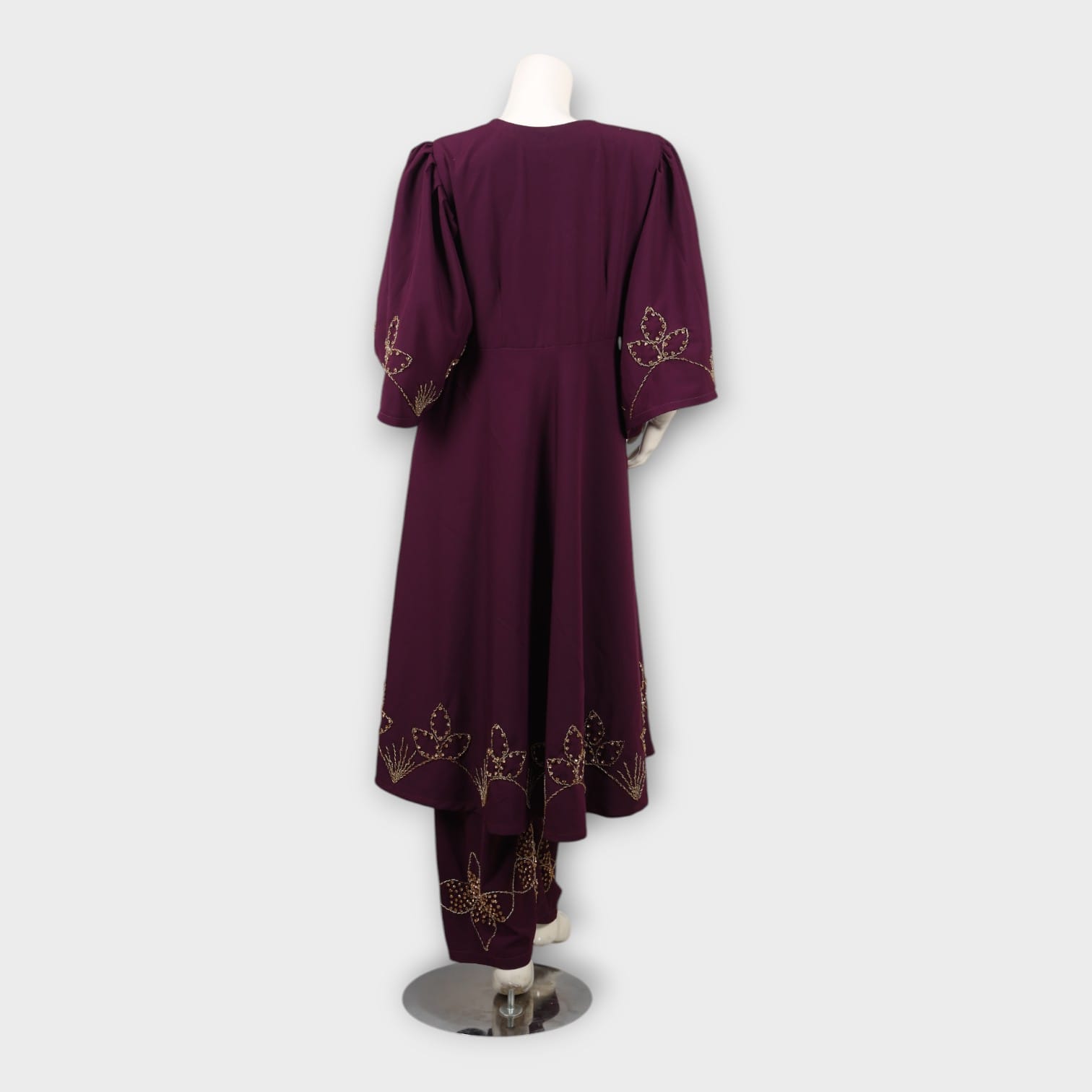 Plum Embroidered Afghani Two-Piece Set