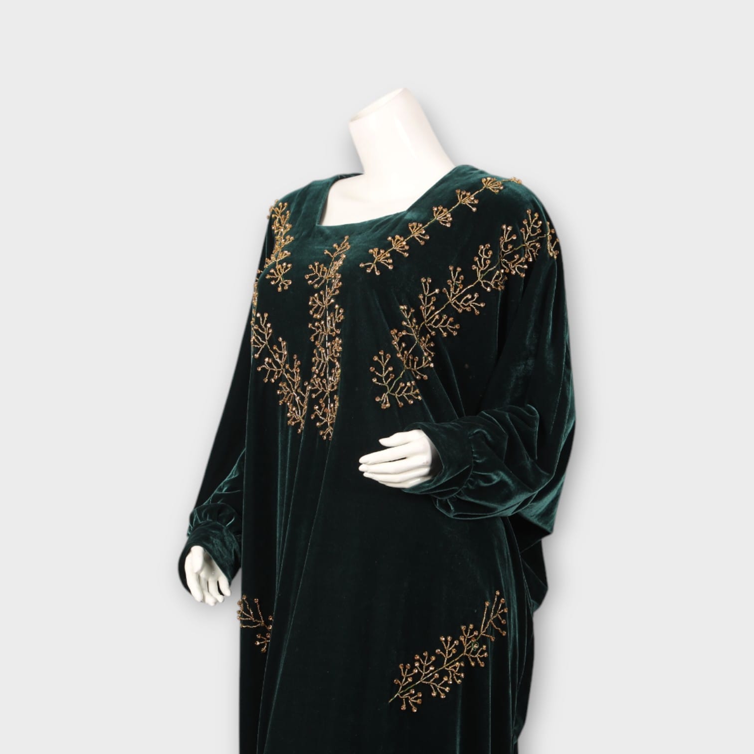 Emerald Green Embroidered Abaya