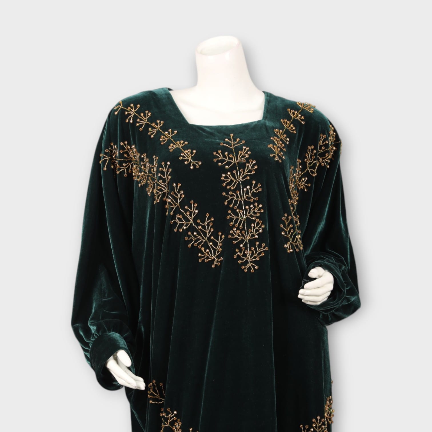 Emerald Green Embroidered Abaya