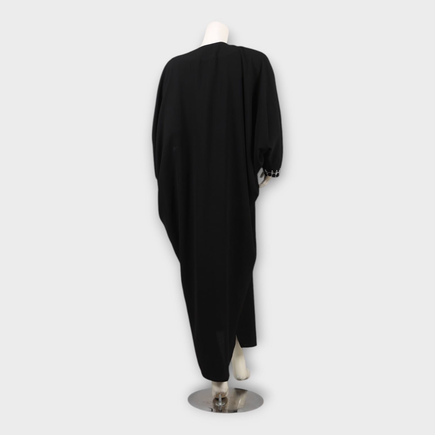 Elegant Black Afghani Dress with White Embroidery