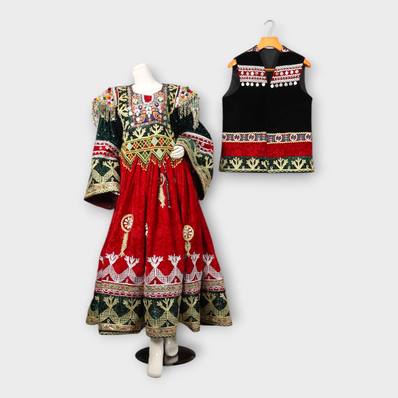 Heritage Gandi Afghani Outfit with Embroidered Waiscoat
