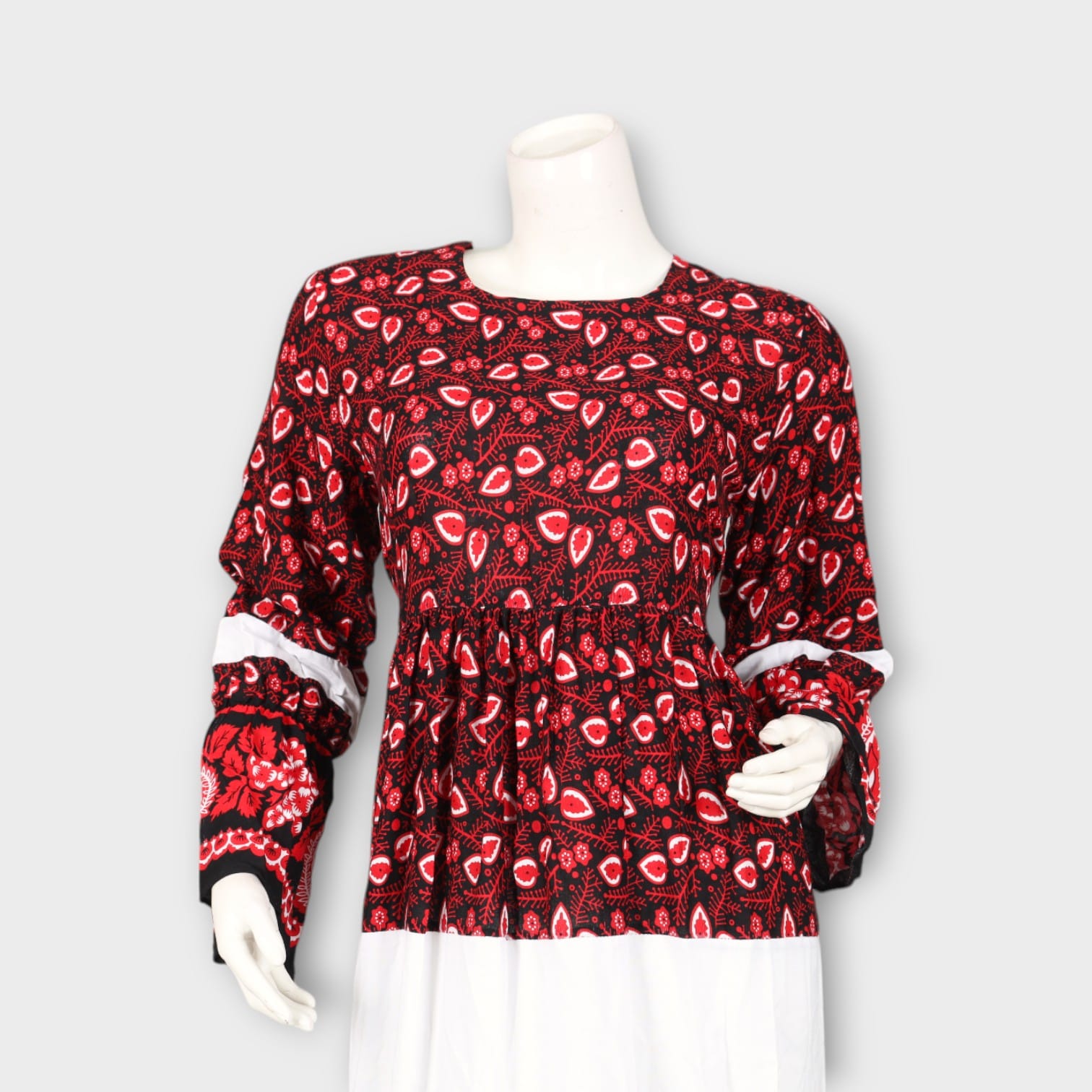 Red and White Paisley Print Maxi Dress