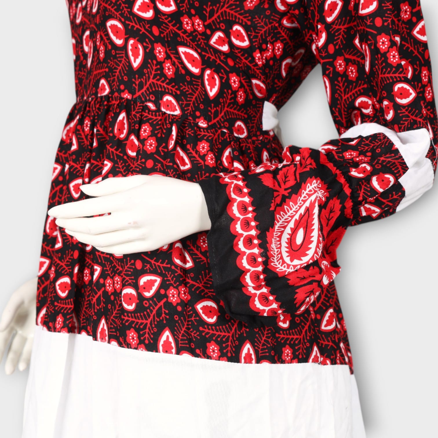 Red and White Paisley Print Maxi Dress
