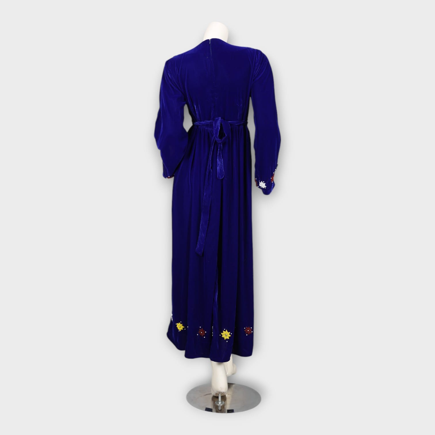 Royal Blue Traditional Afghani Dress with Red Embroidered Scarf