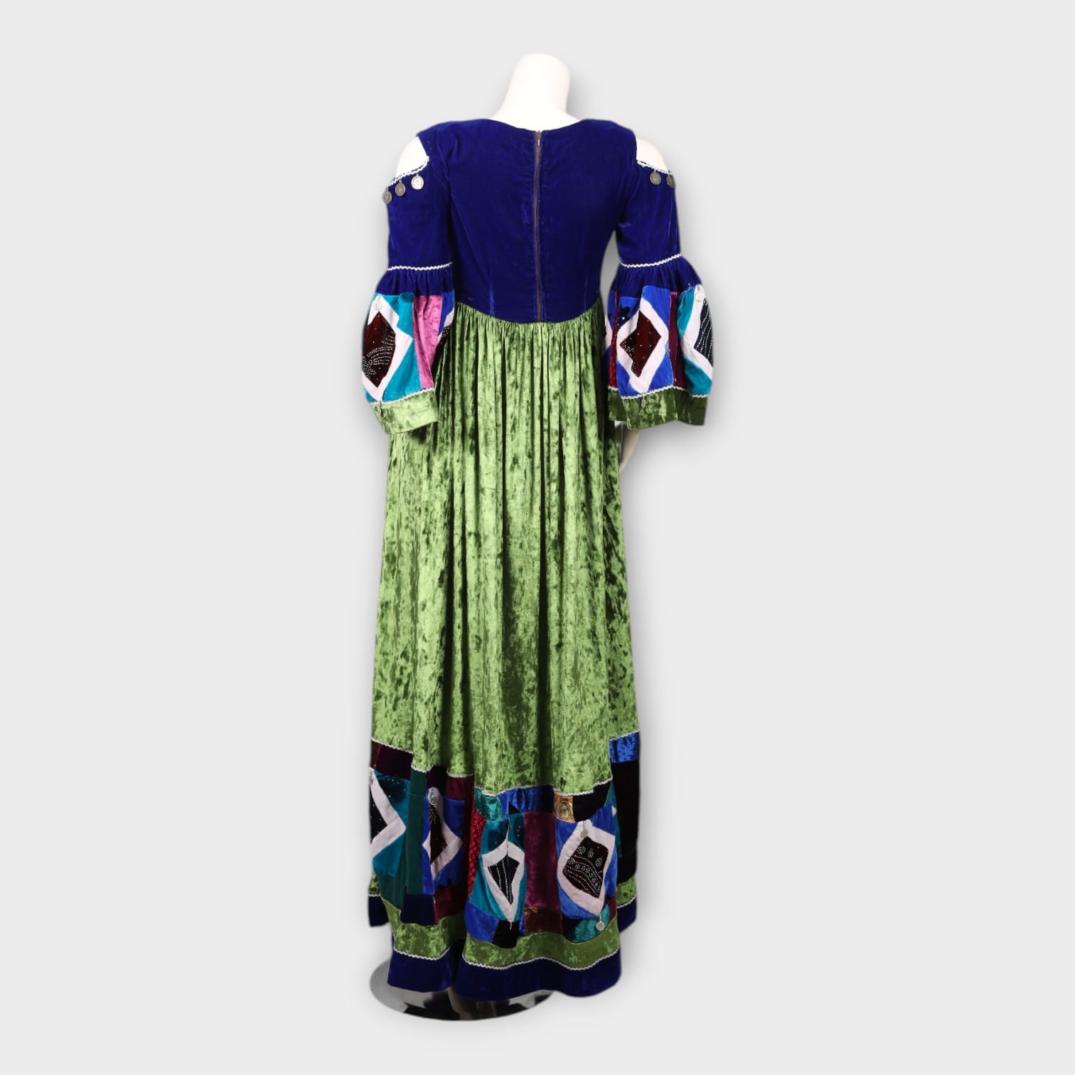 Multicolor Patchwork Traditional Afghani Dress – Velvet Green