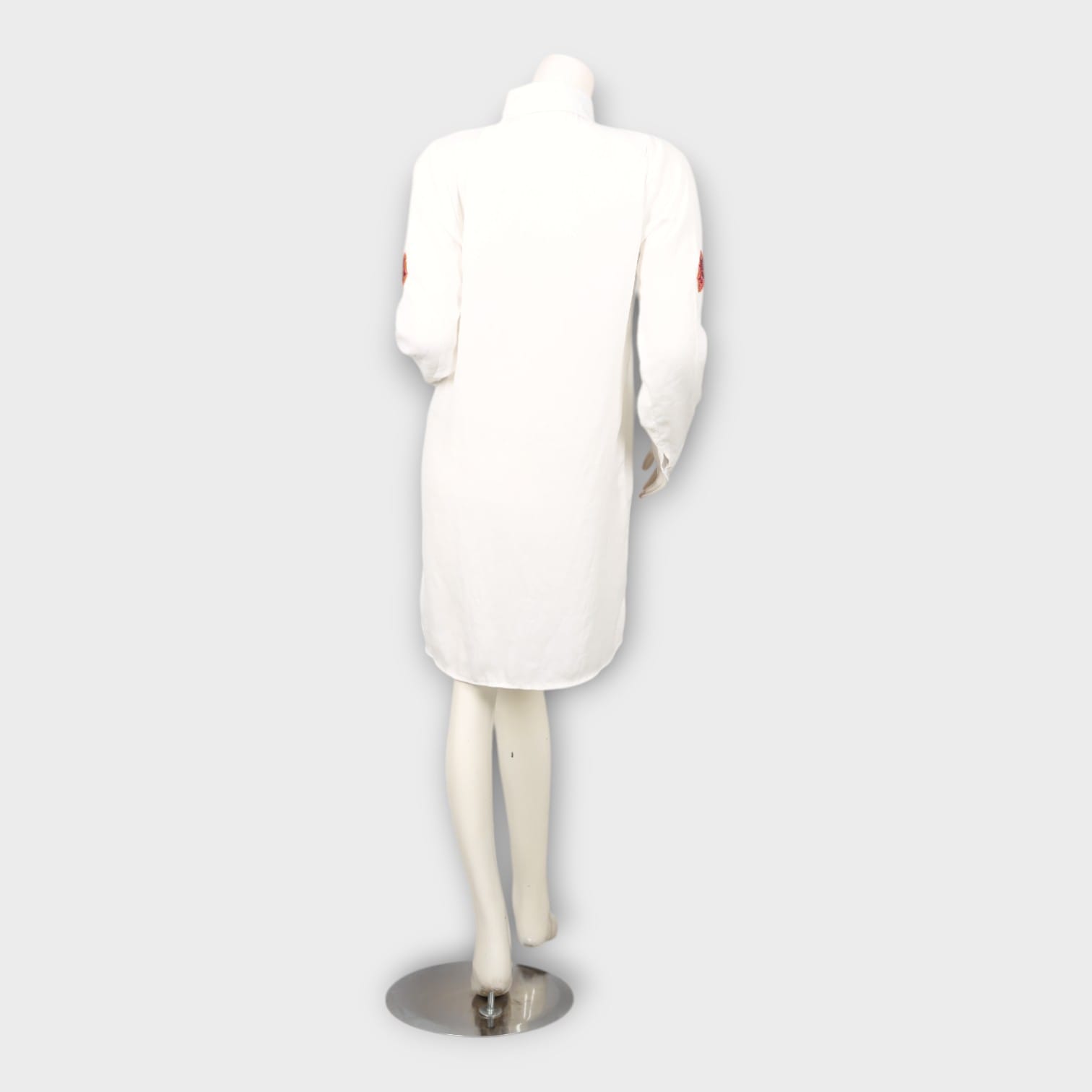 White Shirt Dress with Traditional Embroidery Patch