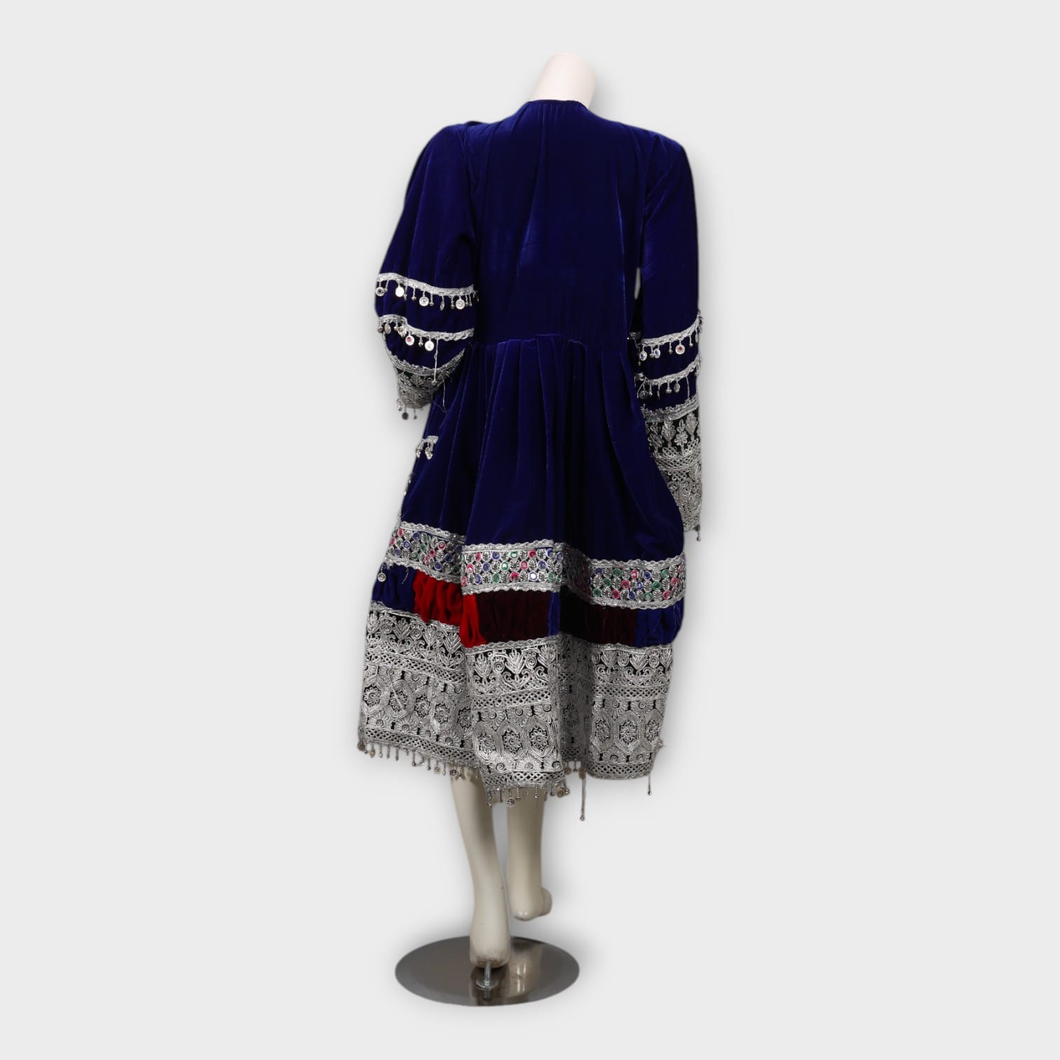 Royal Blue Afghani Dress with Heavy Embroidery and Mirror Work