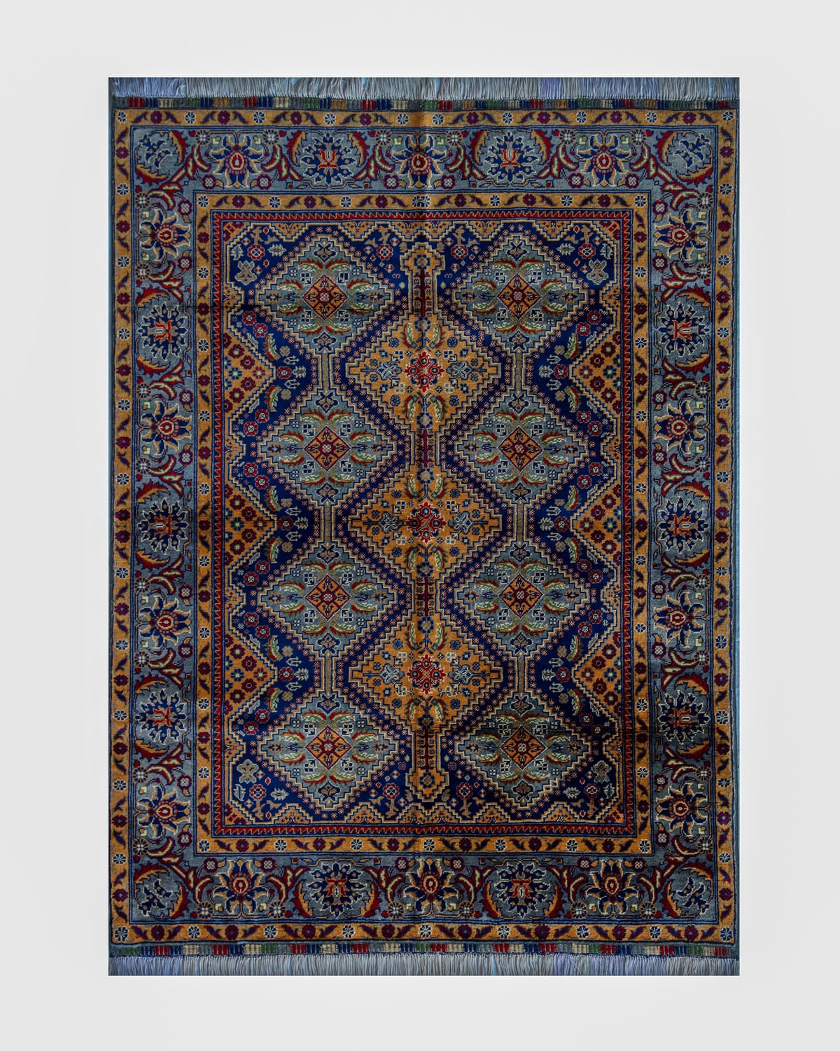 Handwoven Afghani Wool Carpet – Royal Medallion Design | 7.8 x 4.8 ft