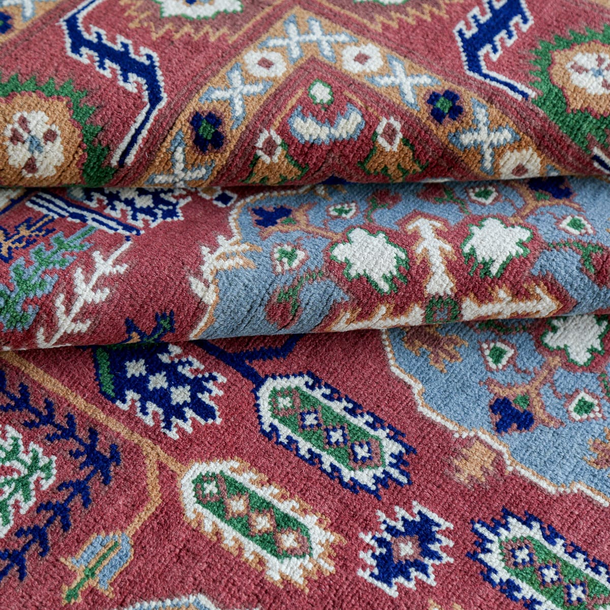 Afghani Traditional Wool Carpet – Multicolor Octagon Motif | 11.6 x 8.2 ft