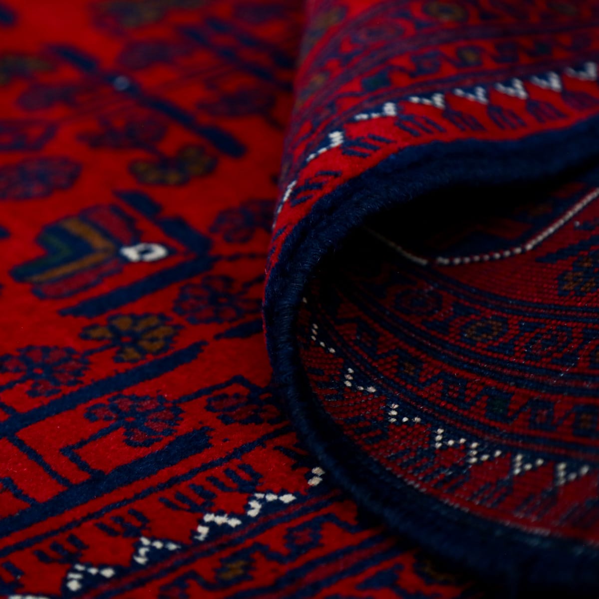 Afghani Tribal Red Wool Carpet | 6.6 x 5 ft