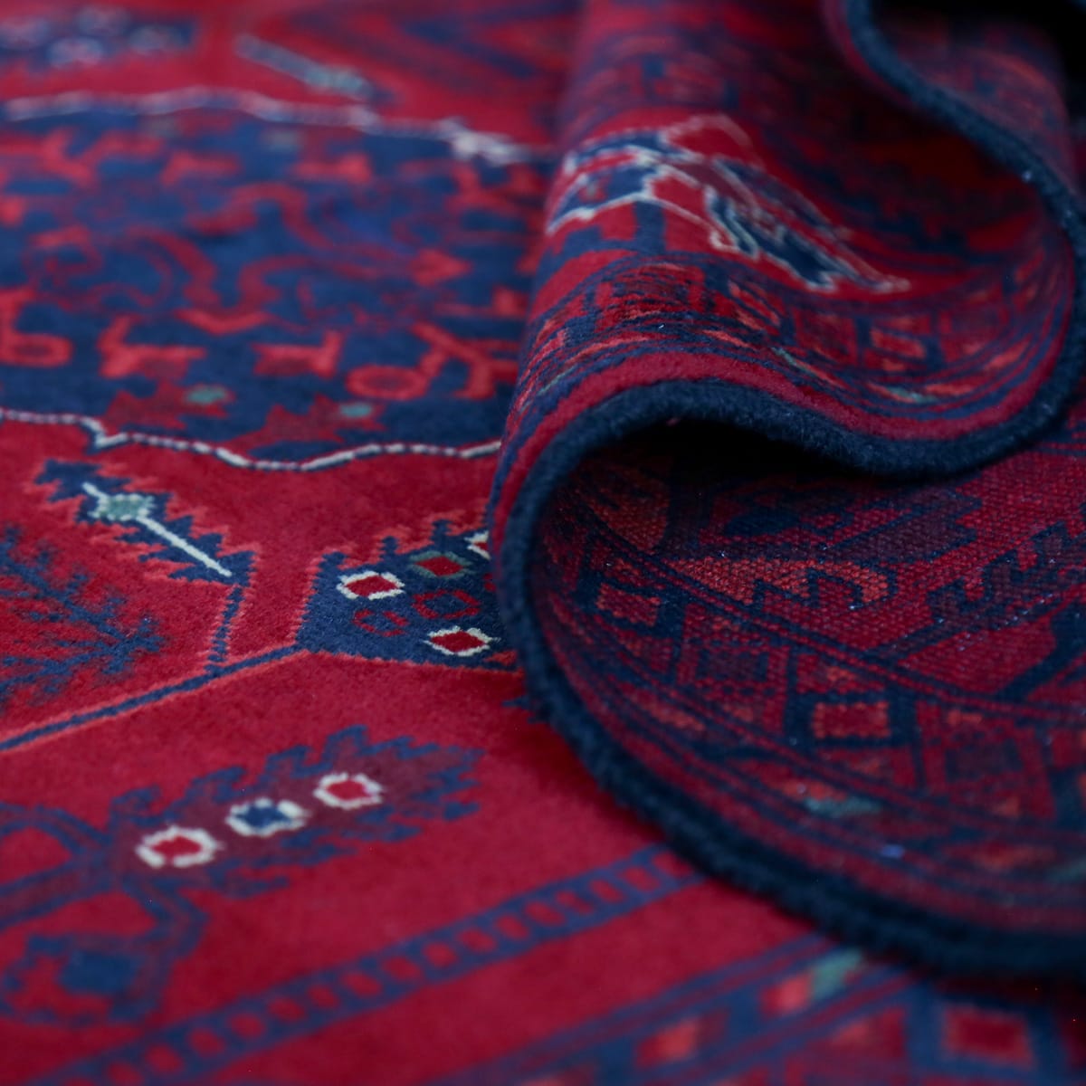 Afghani Khal Mohammadi Burgundy Rug | 8.2 x 4.3 ft