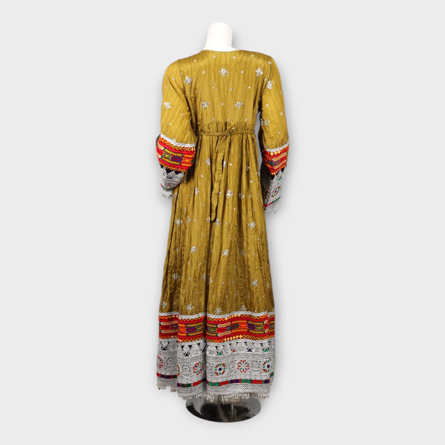 Golden Traditional Afghani Dress with Red Dupatta