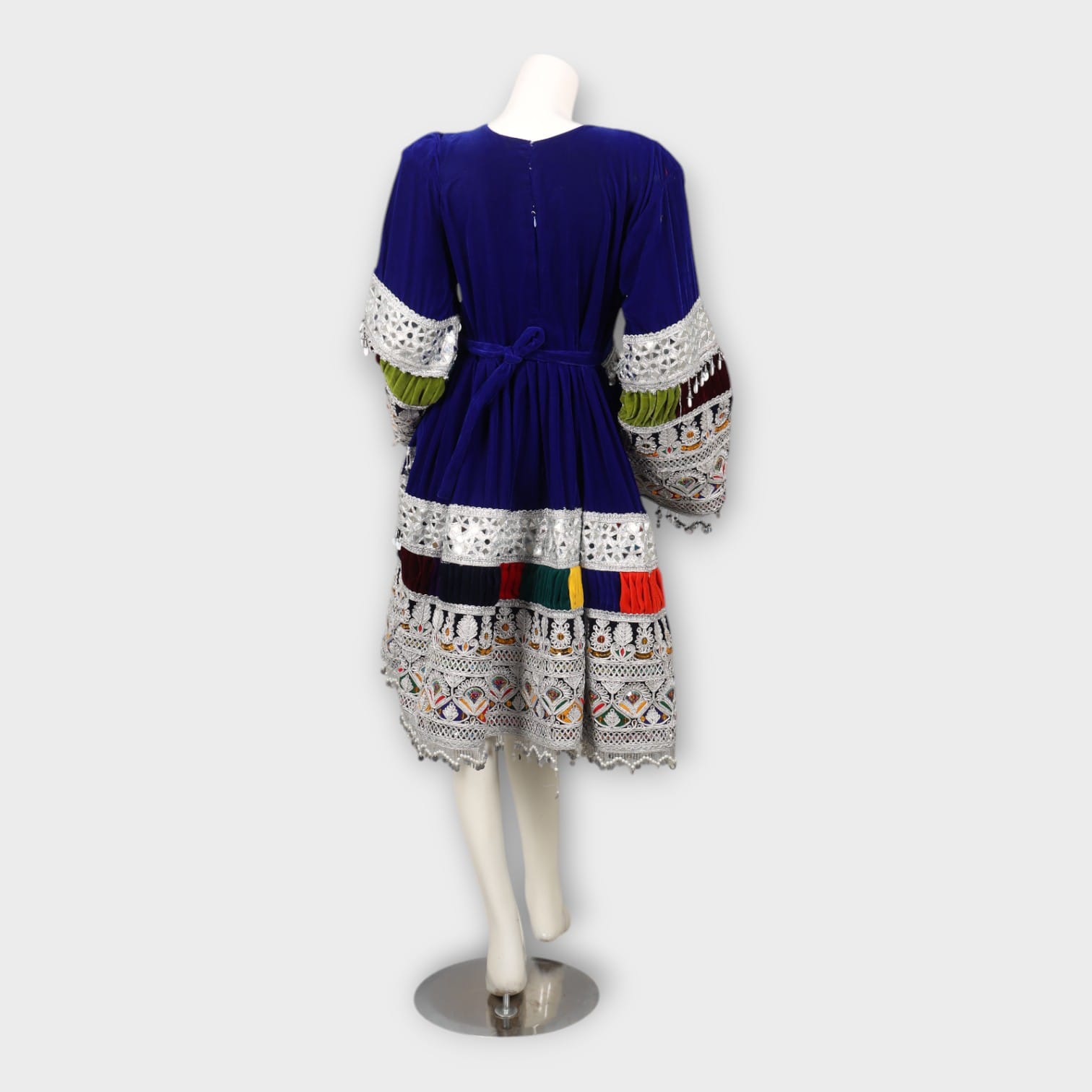 Short Royal Blue Afghani Embroidered Dress