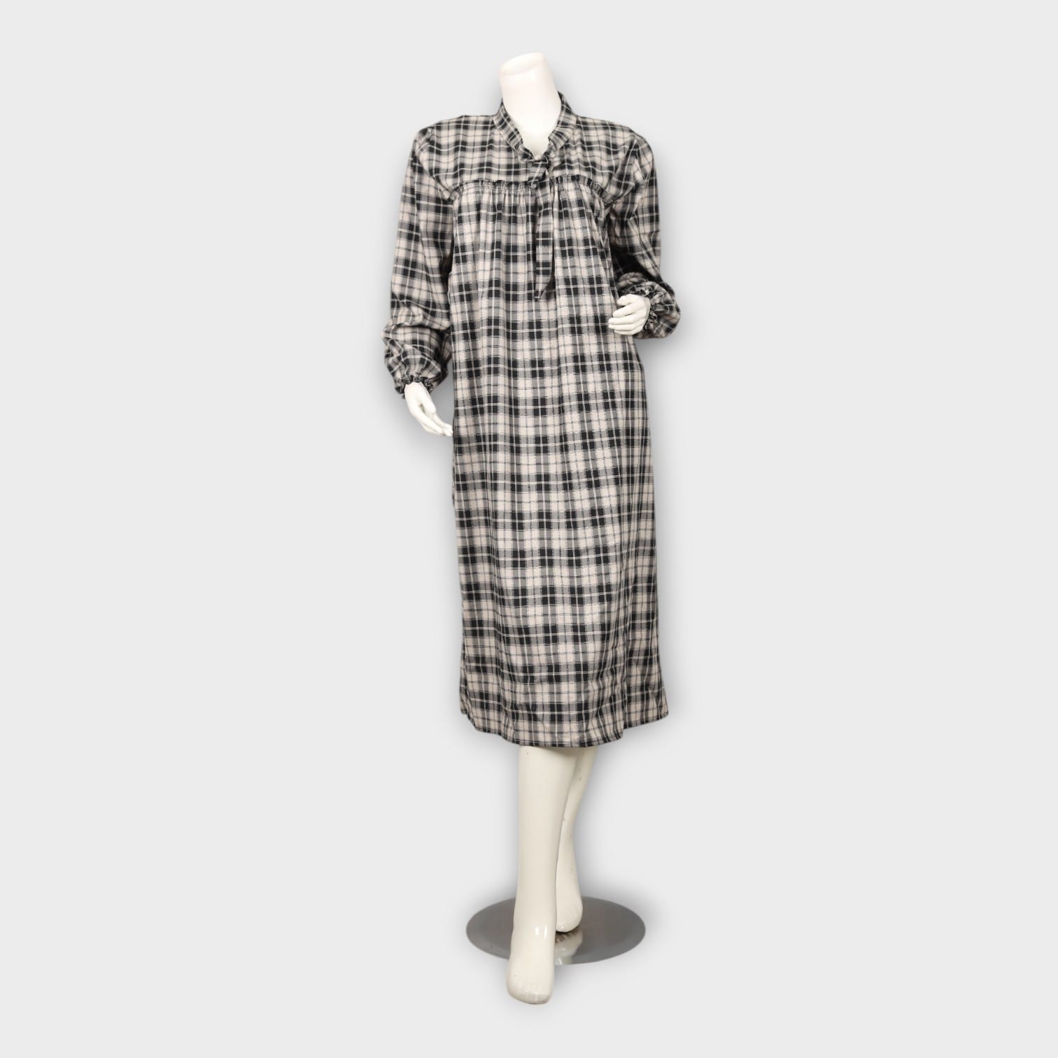 Black and White Plaid Modest Cotton Dress | Aseel Black and White Plaid Modest Cotton Dress | Aseel