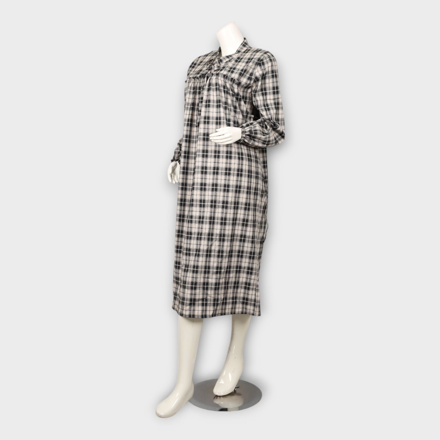 Black and White Plaid Modest Cotton Dress