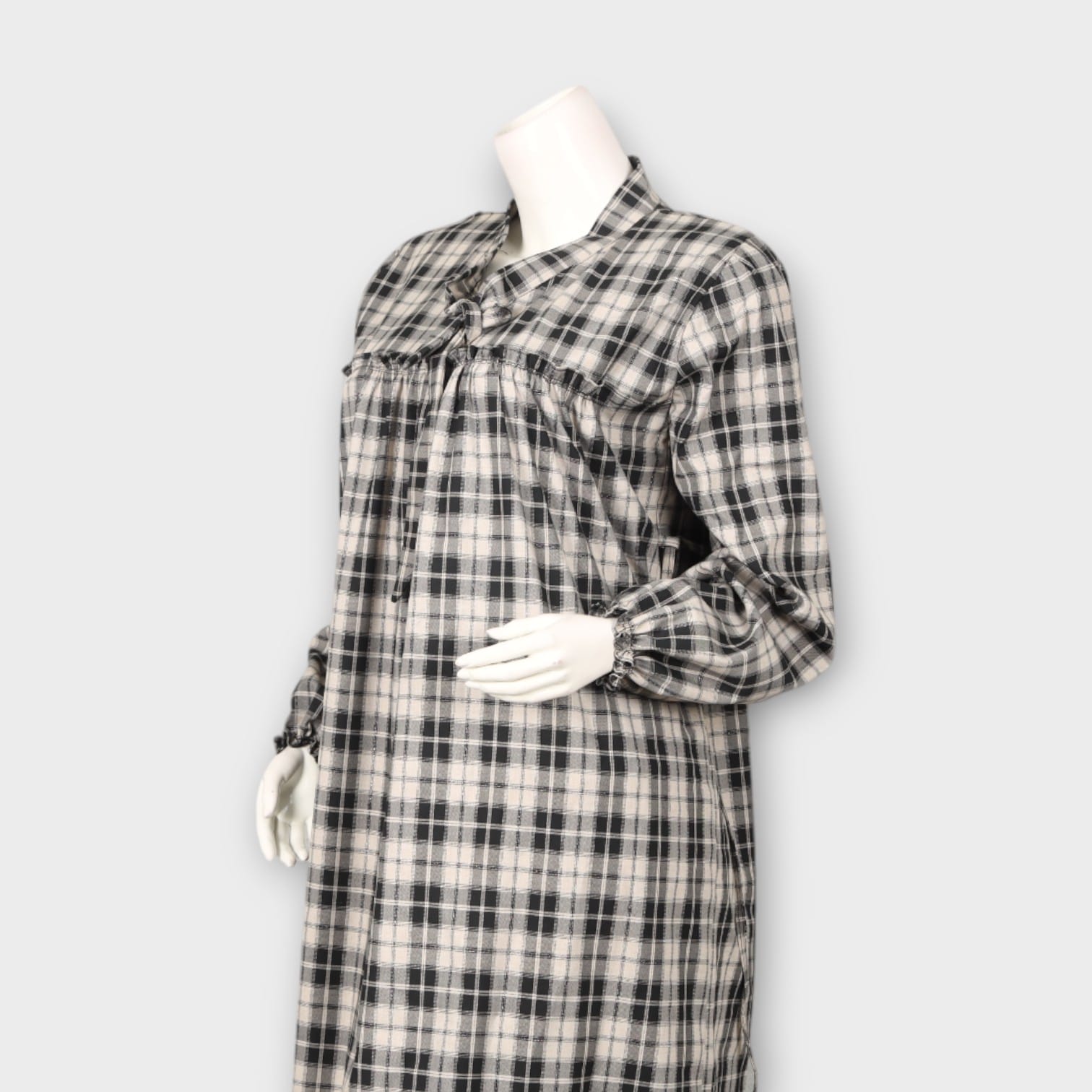 Black and White Plaid Modest Cotton Dress