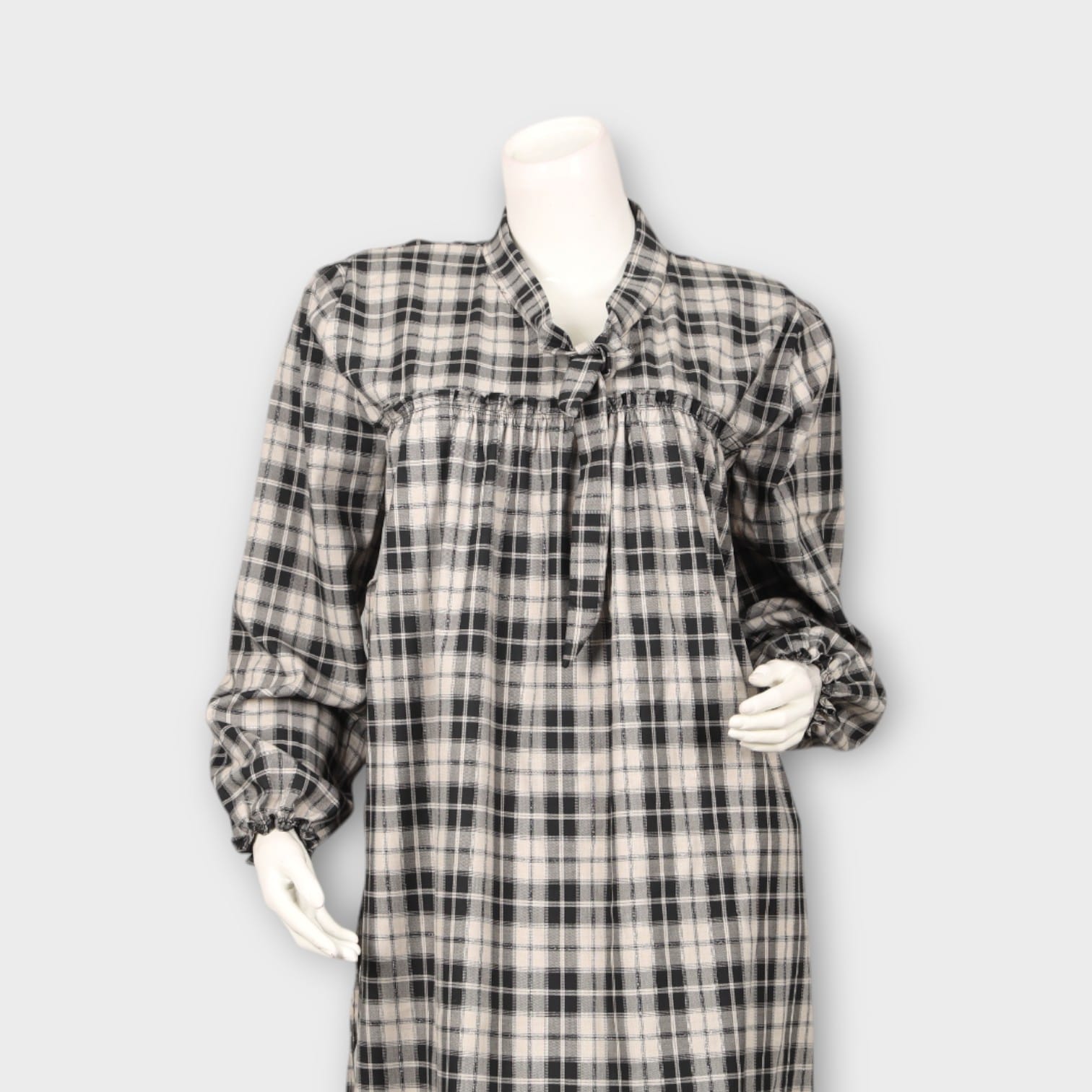 Black and White Plaid Modest Cotton Dress
