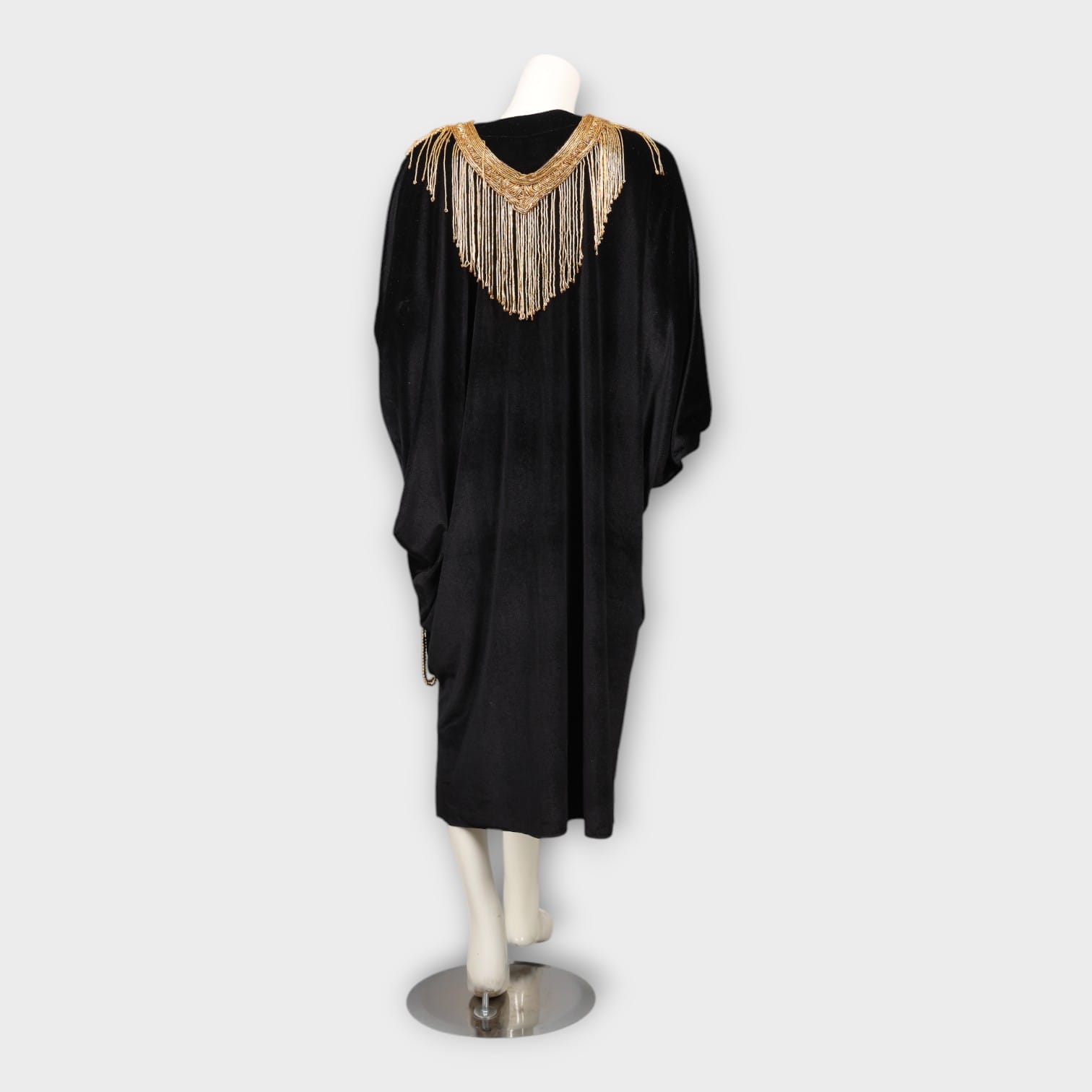 Black Velvet Kaftan Dress with Golden Embellishments