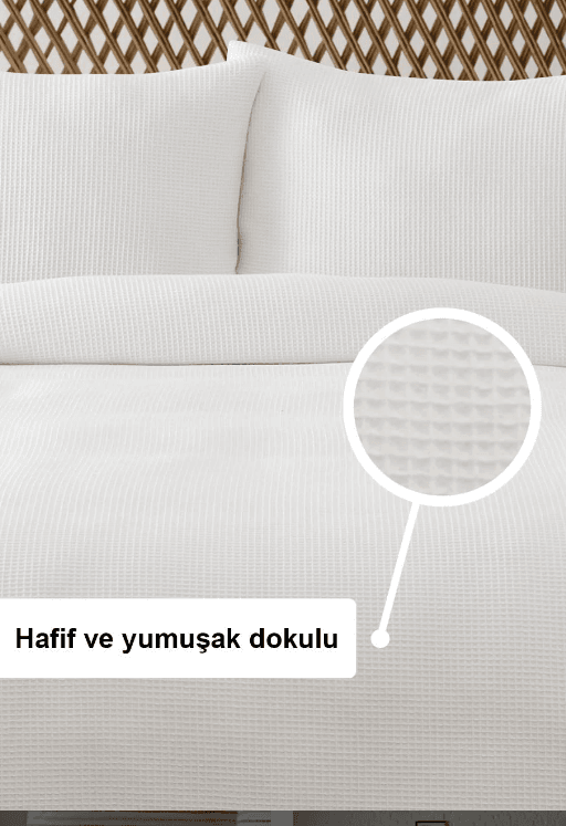 White Color Double Bed blanket pique SET Waffle 100% Cotton