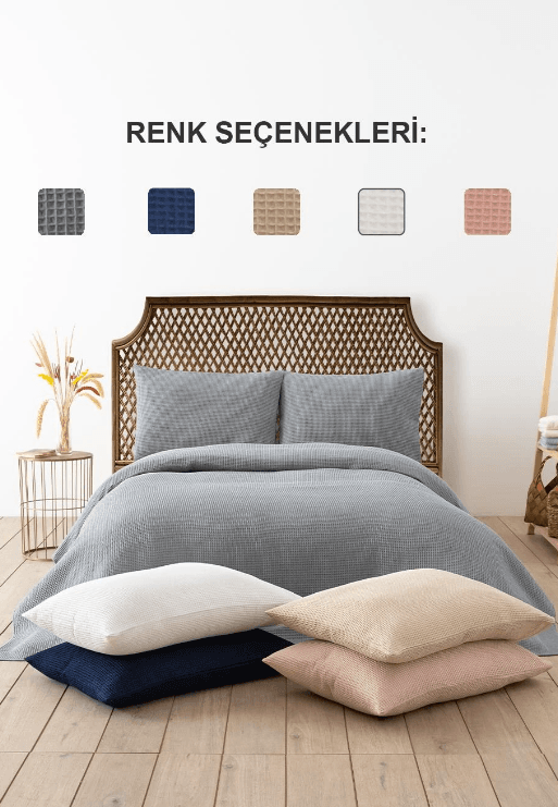 White Color Double Bed blanket pique SET Waffle 100% Cotton