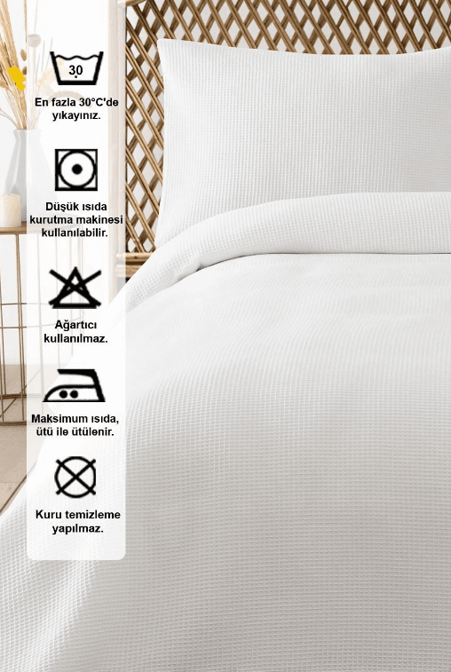 White Color Double Bed blanket pique SET Waffle 100% Cotton