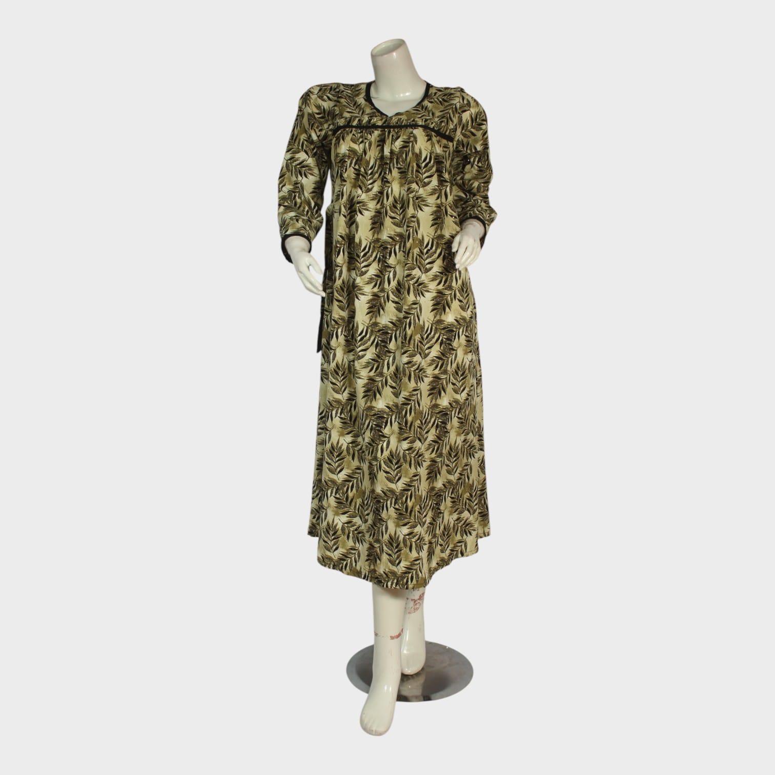 Leaf Print Modest Maxi Dress