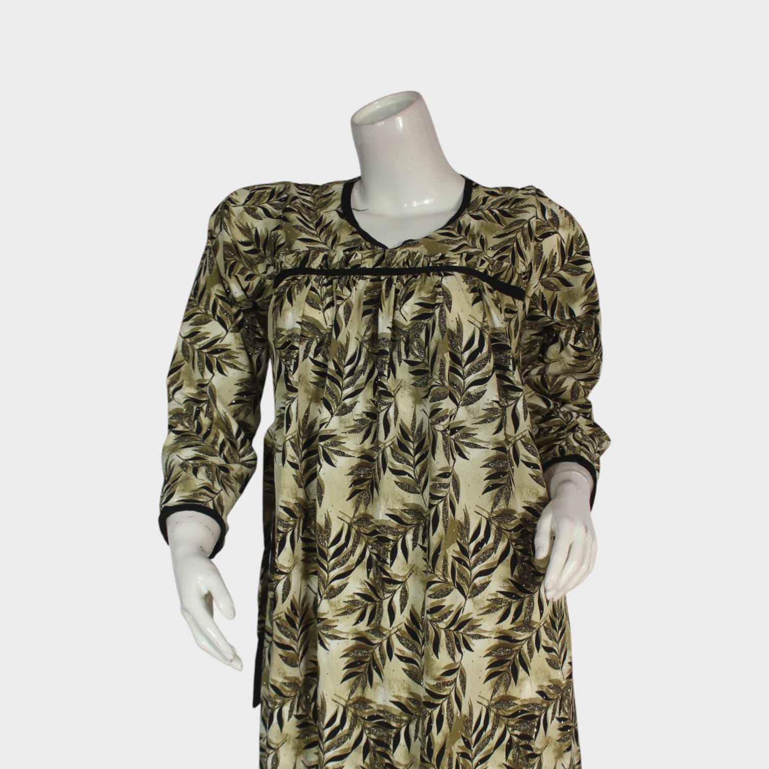 Leaf Print Modest Maxi Dress
