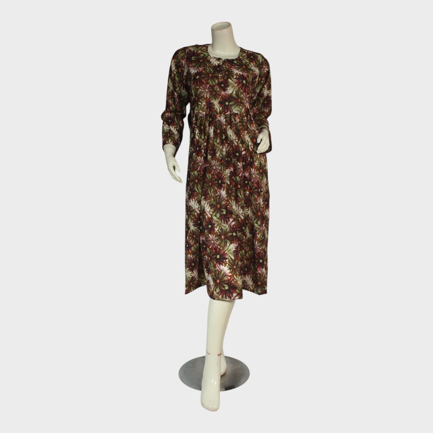 Floral Maroon Printed Long Dress