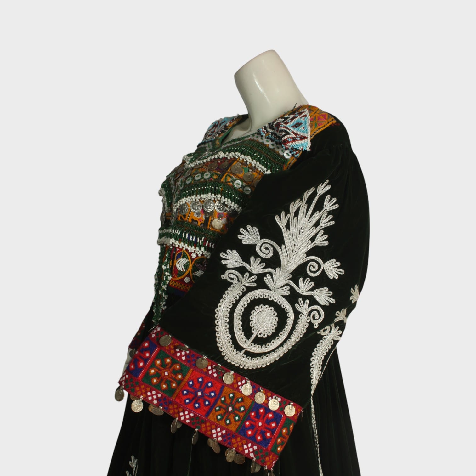 Traditional Black Afghani Velvet Dress with Multicolor Embroidery – Women's Ethnic Wear