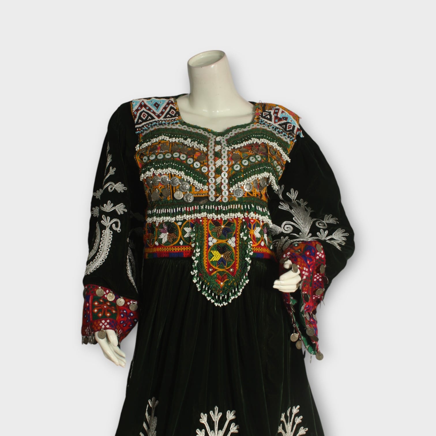 Traditional Black Afghani Velvet Dress with Multicolor Embroidery – Women's Ethnic Wear