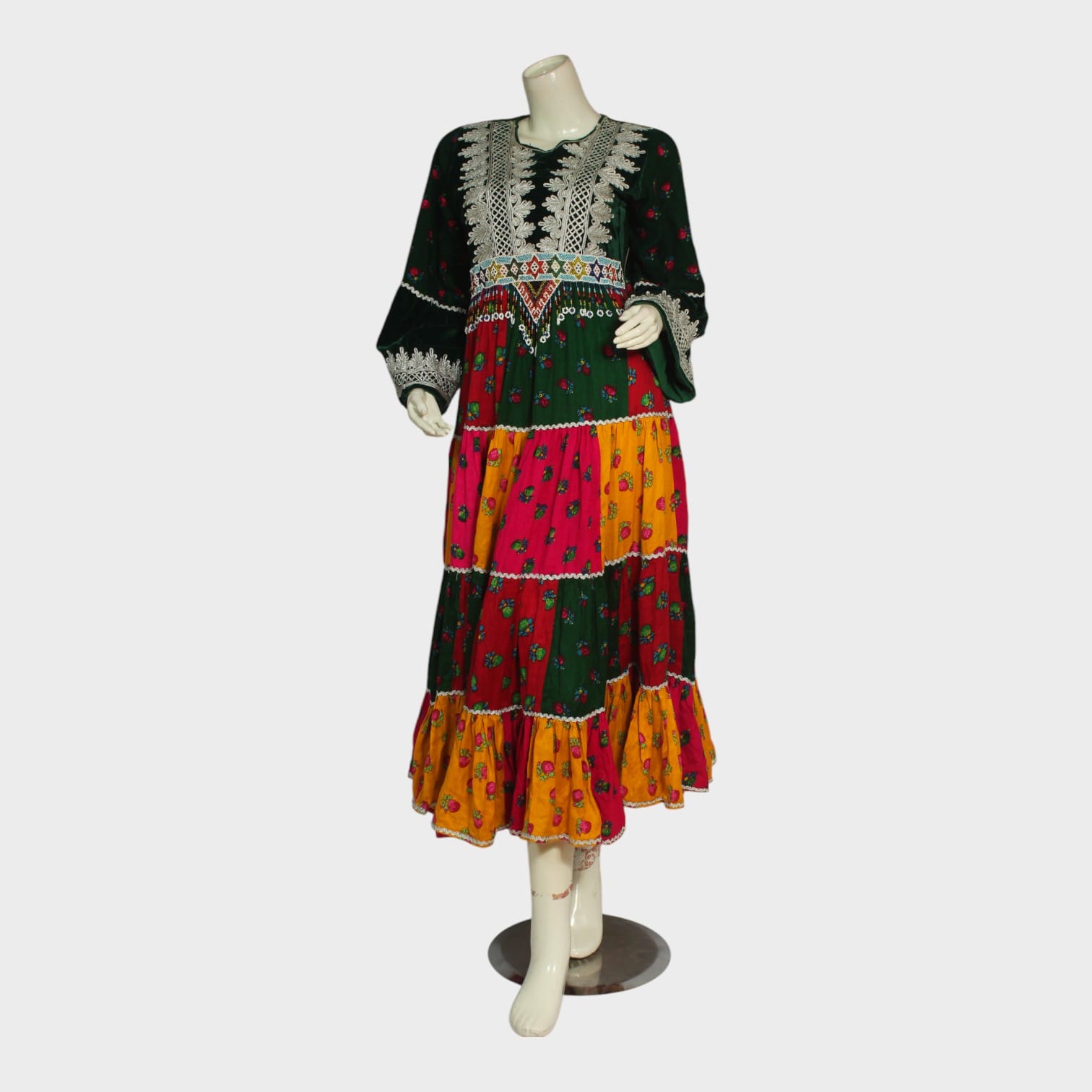 Afghani Patchwork Boho Dress 