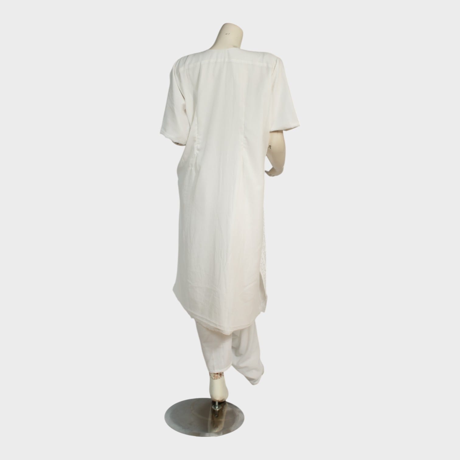 White Embroidered Afghan Kurta Set with Multicolor Traditional Shawl