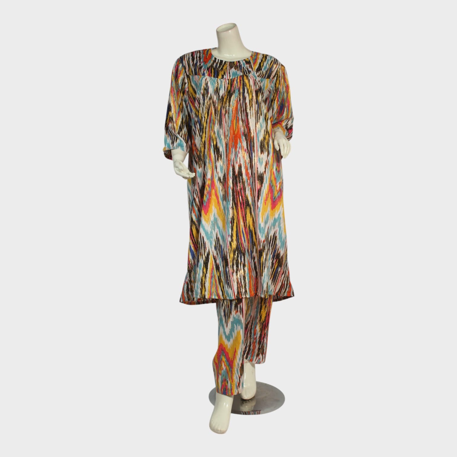 Multicolor Ikat Print Afghan Tunic dress