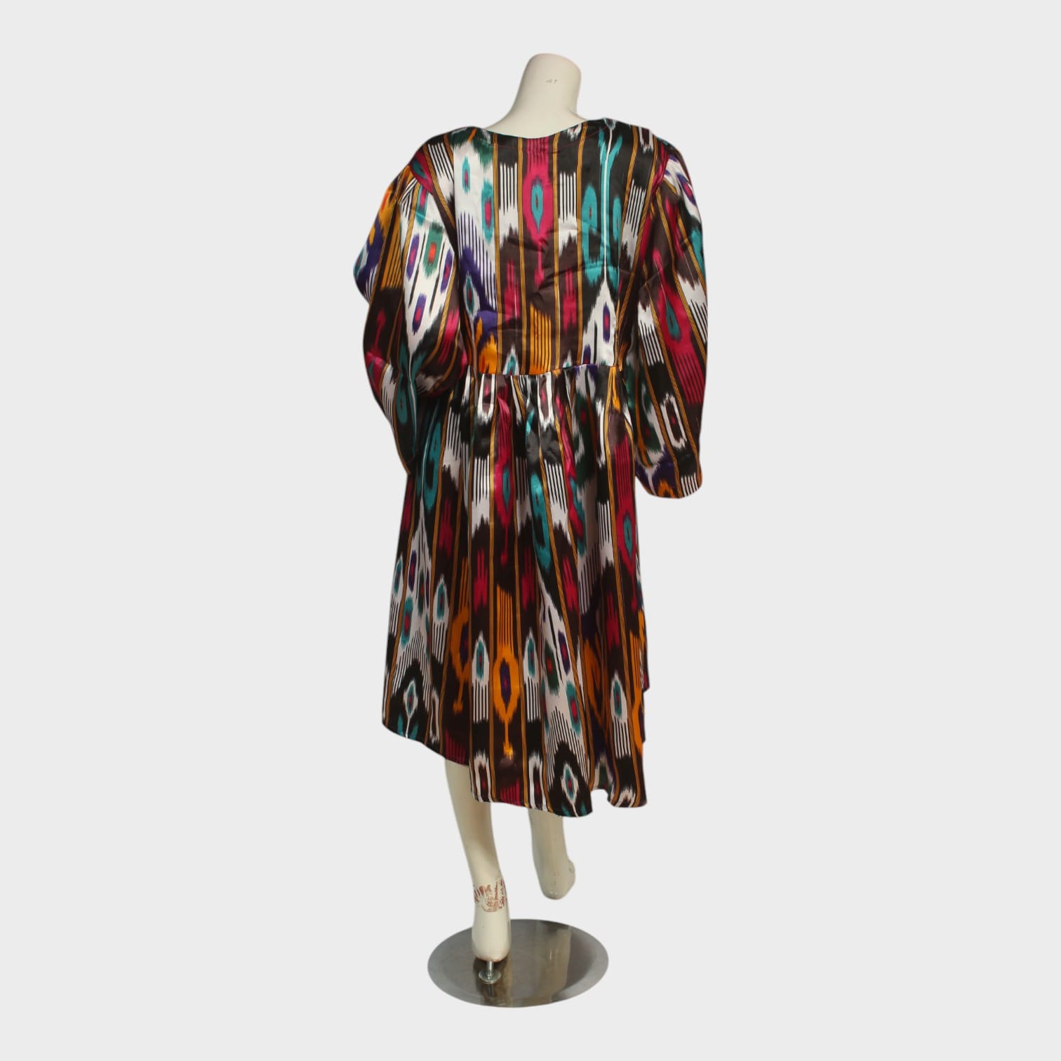 Multicolor Ikat Afghan Embroidered Dress