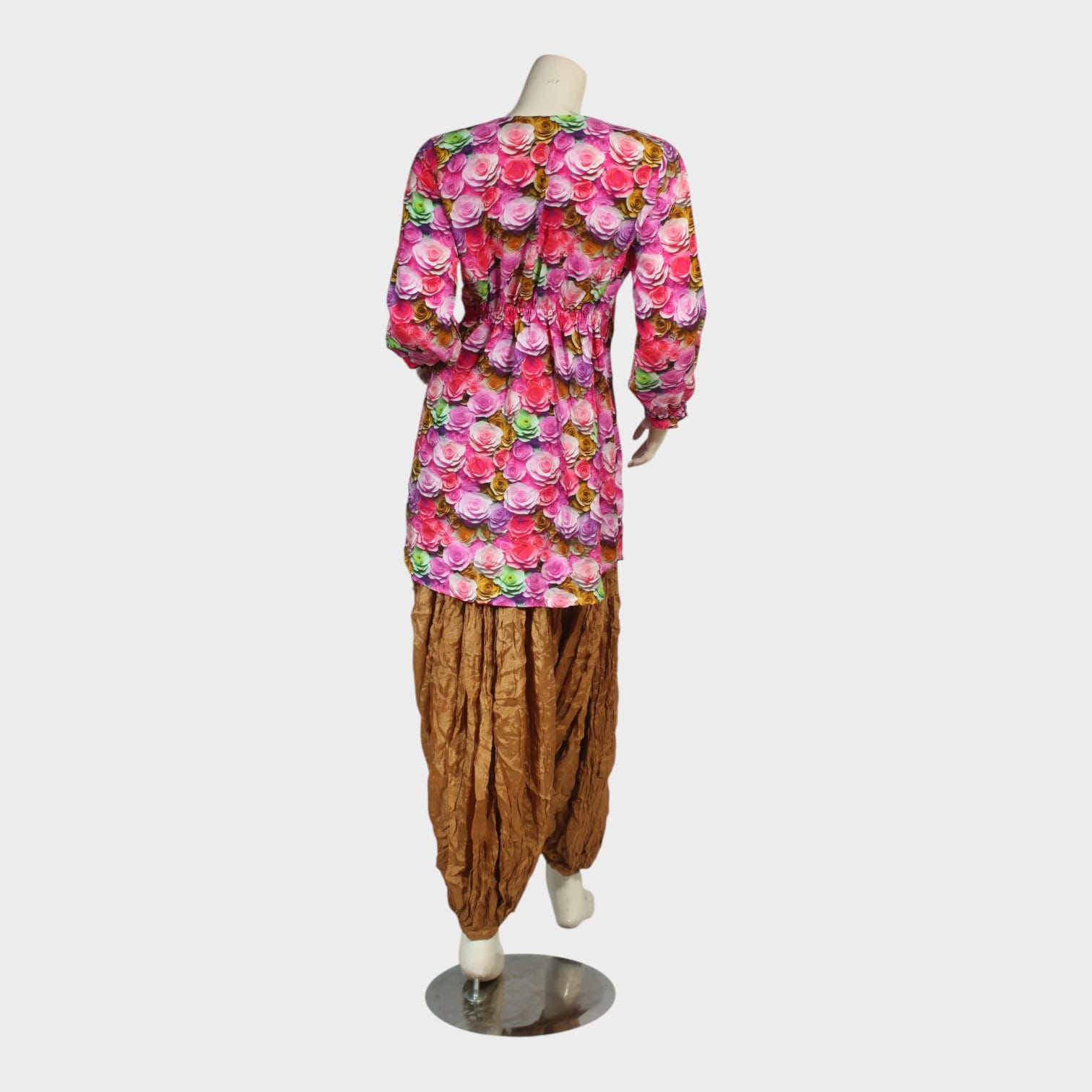 Rose Garden Print Top with Crinkle Patloon Set