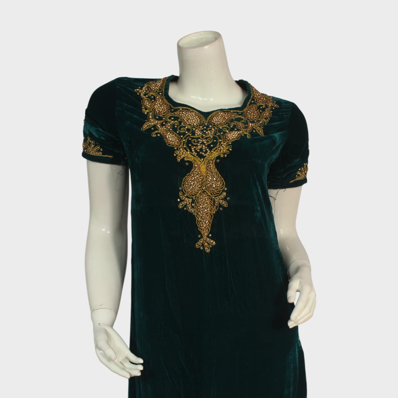 slim fit dress slacks Forest Green Velvet & Tulle Embroidered Dress by TONY WARD – Elilhaam