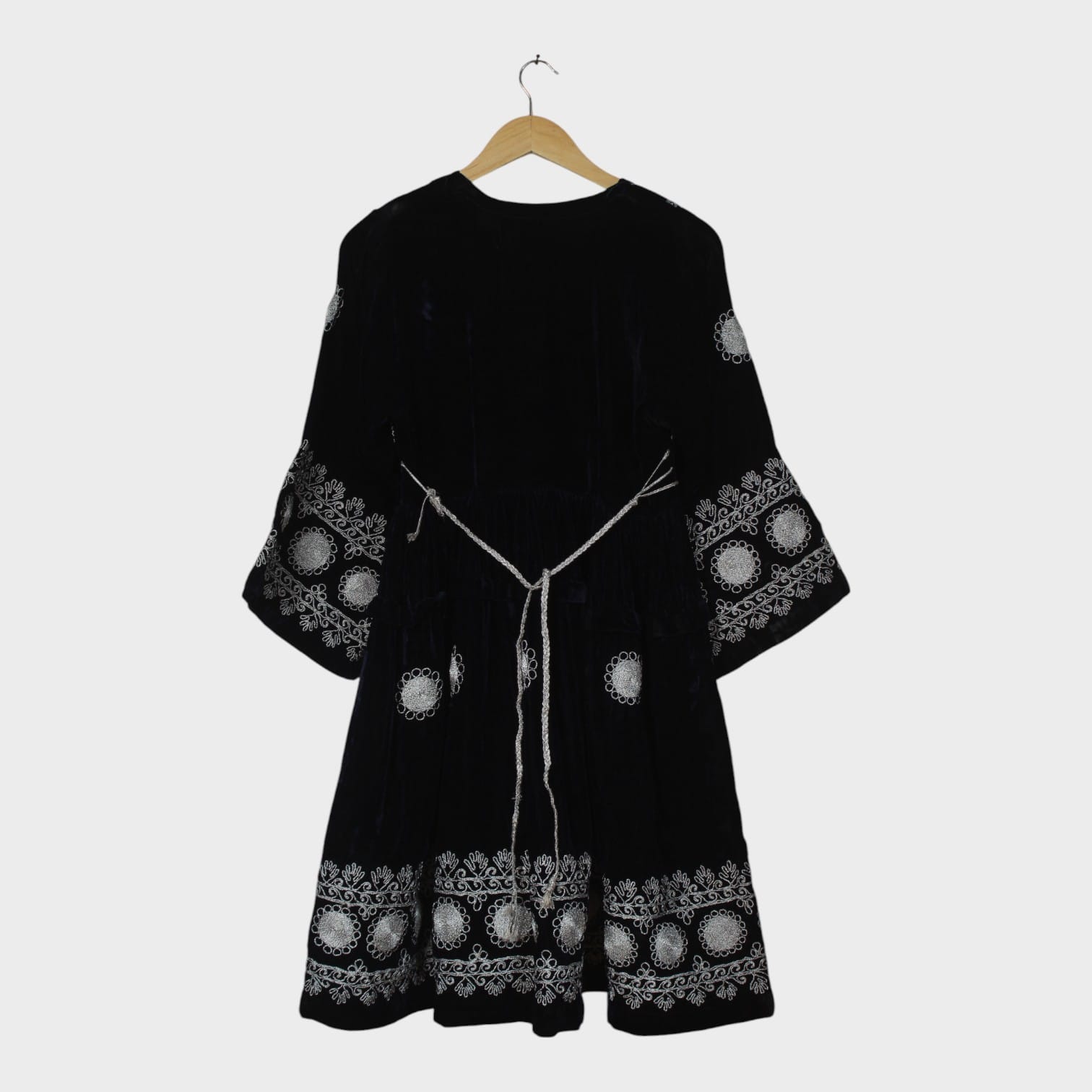 Black Velvet Traditional Dress with Red Dupatta