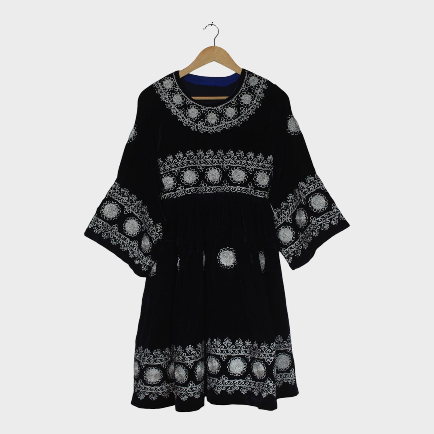 Black Velvet Traditional Dress with Red Dupatta
