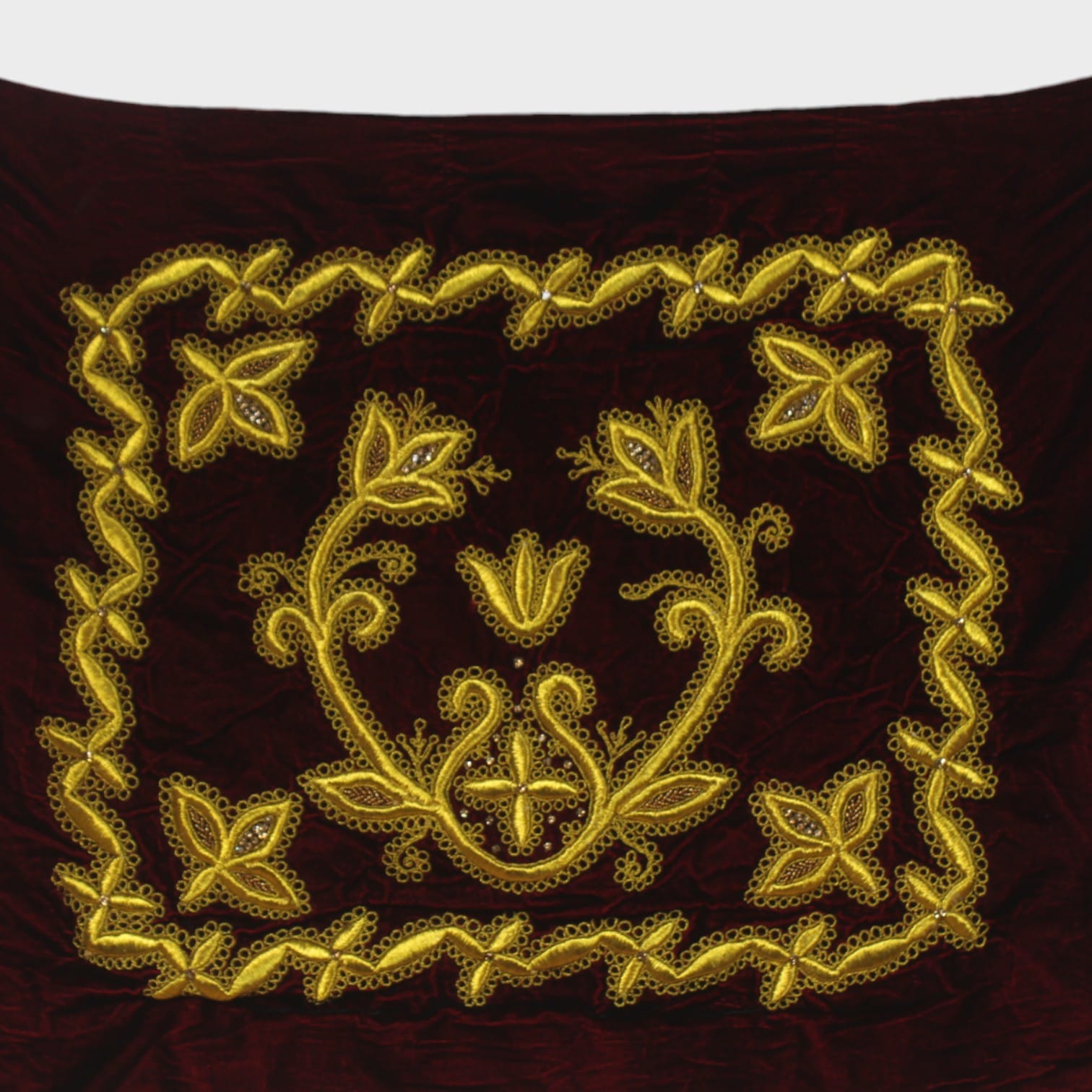 Hand-Embroidered Velvet Pillow cover – Floral Heritage Design