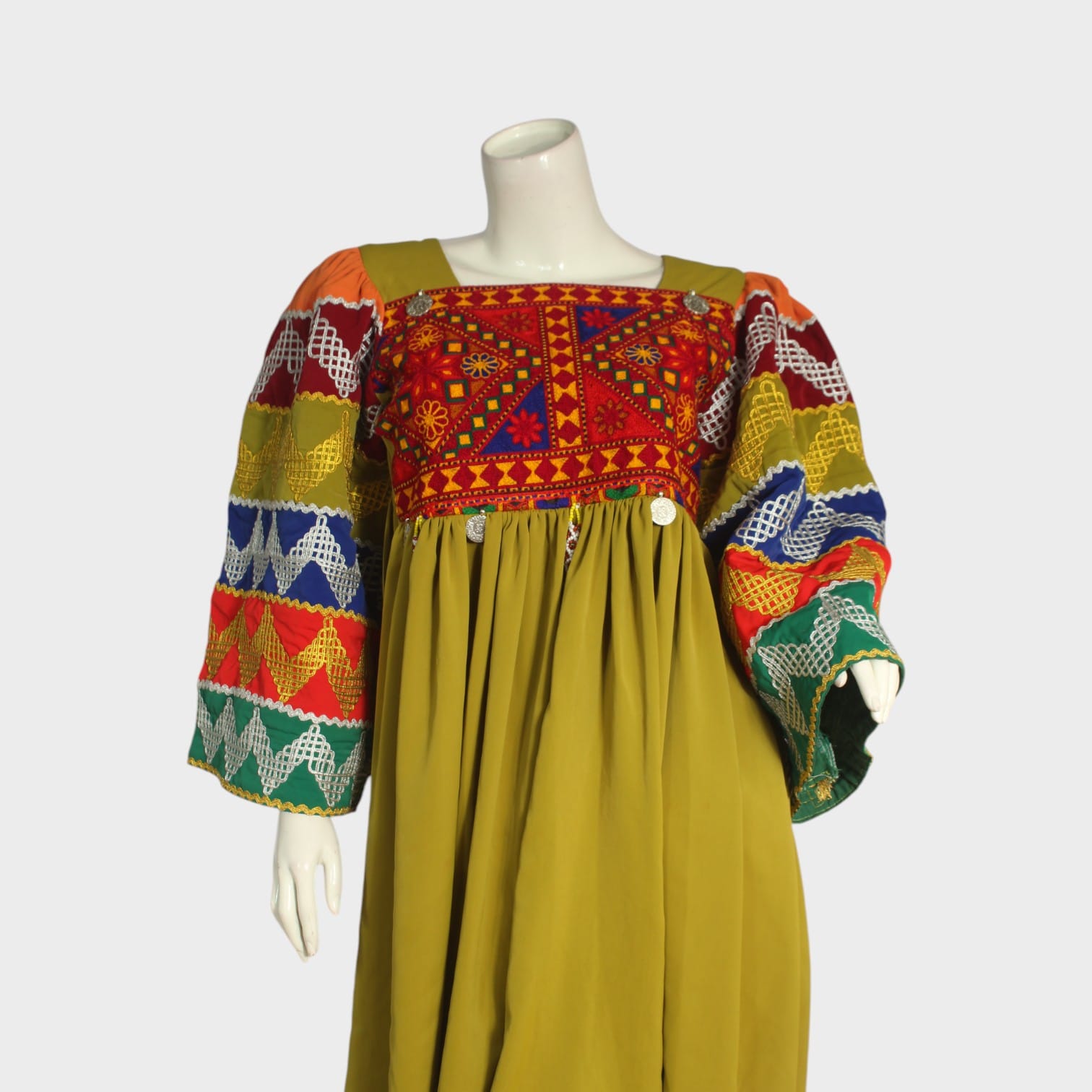 Multicolor Embroidered Afghani Traditional Dress Set