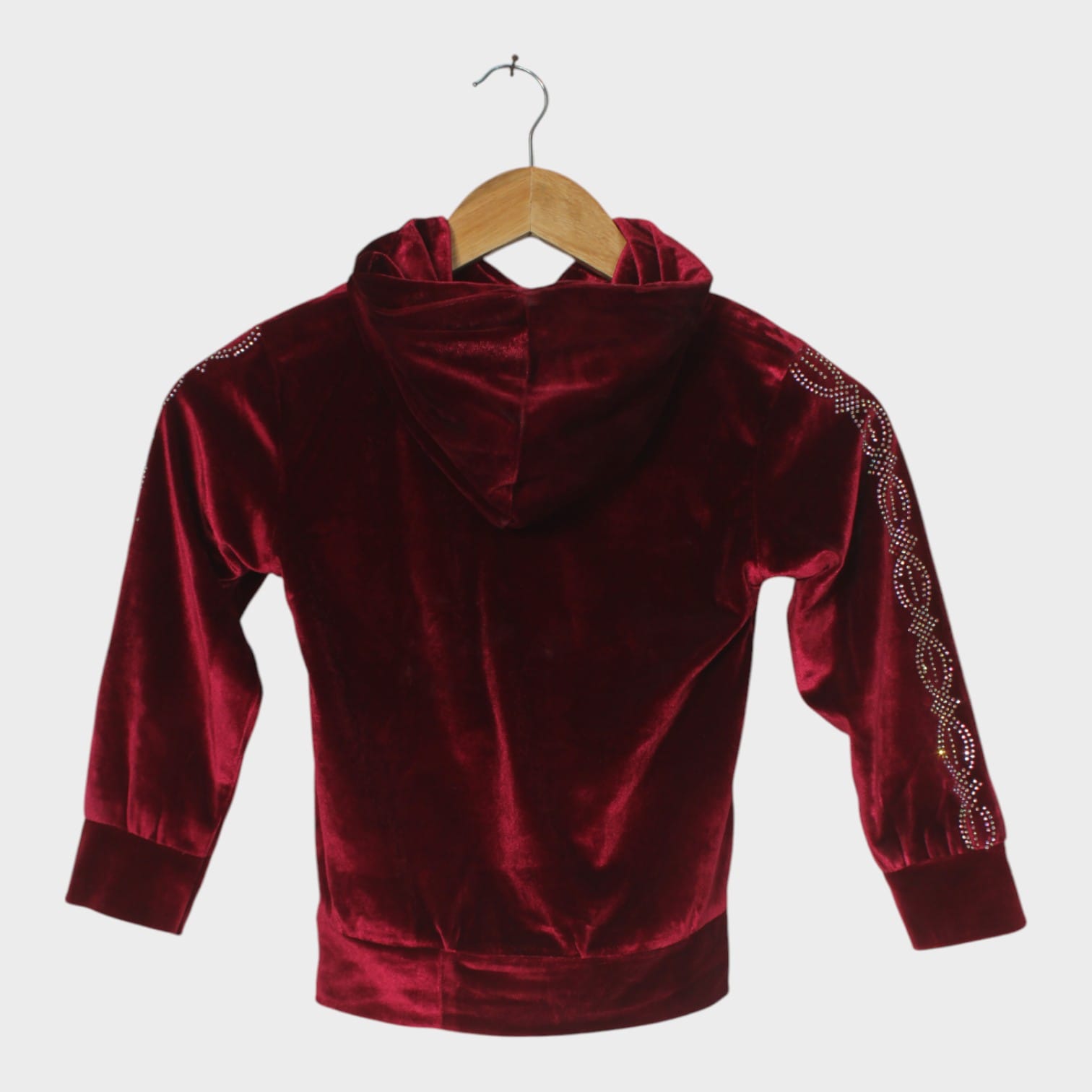 Burgundy Velvet "Queen" Hoodie for Girls