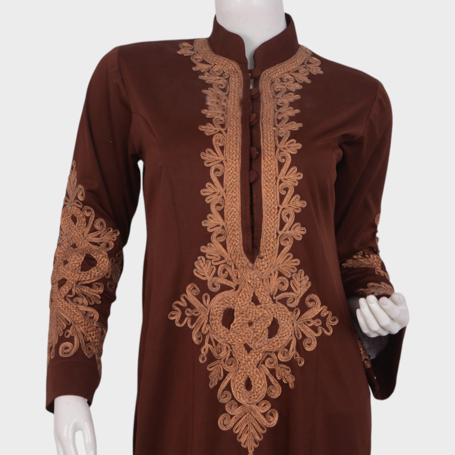 Afghani Brown Dress with Intricate Embroidery