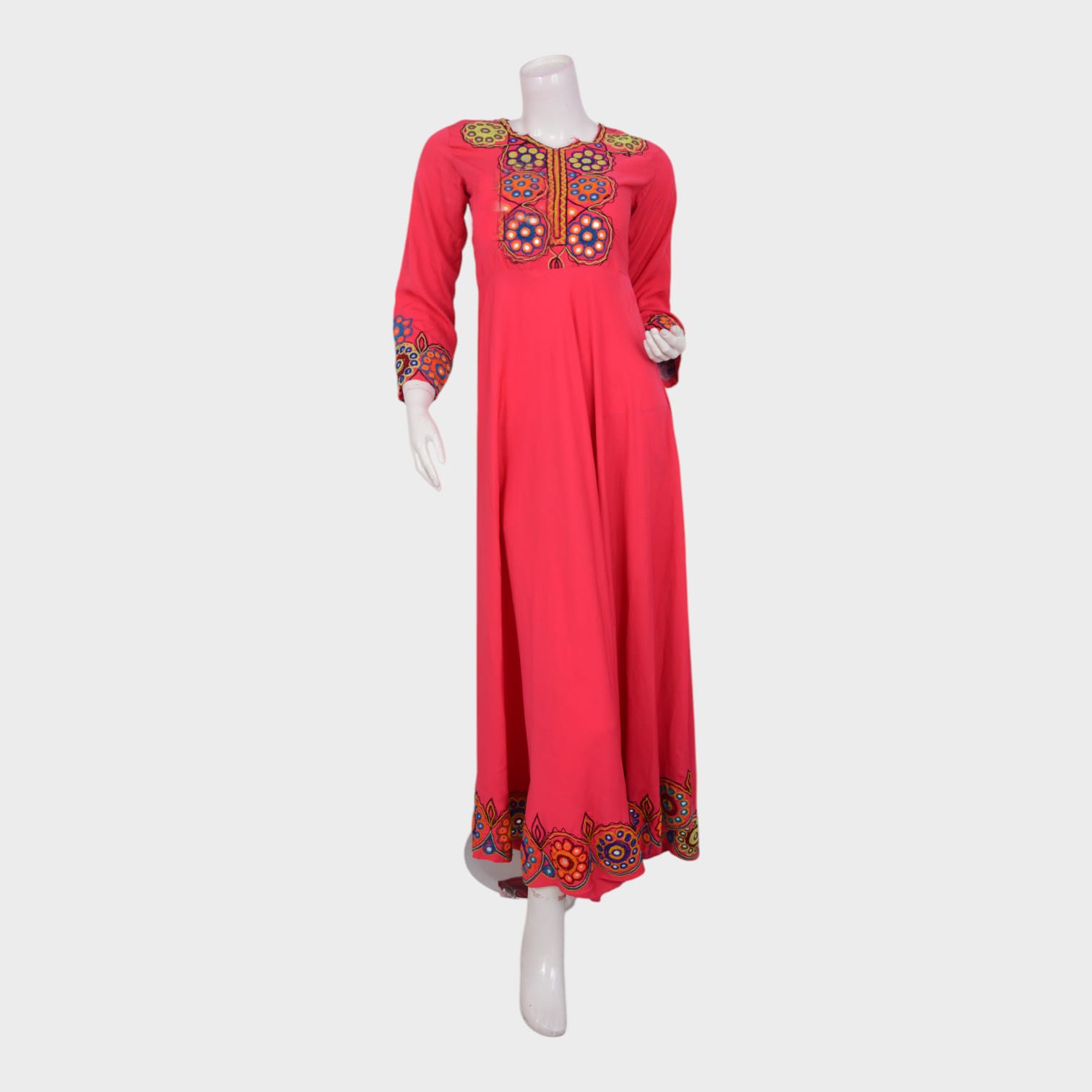 Afghani Pink Dress with Colorful Embroidery