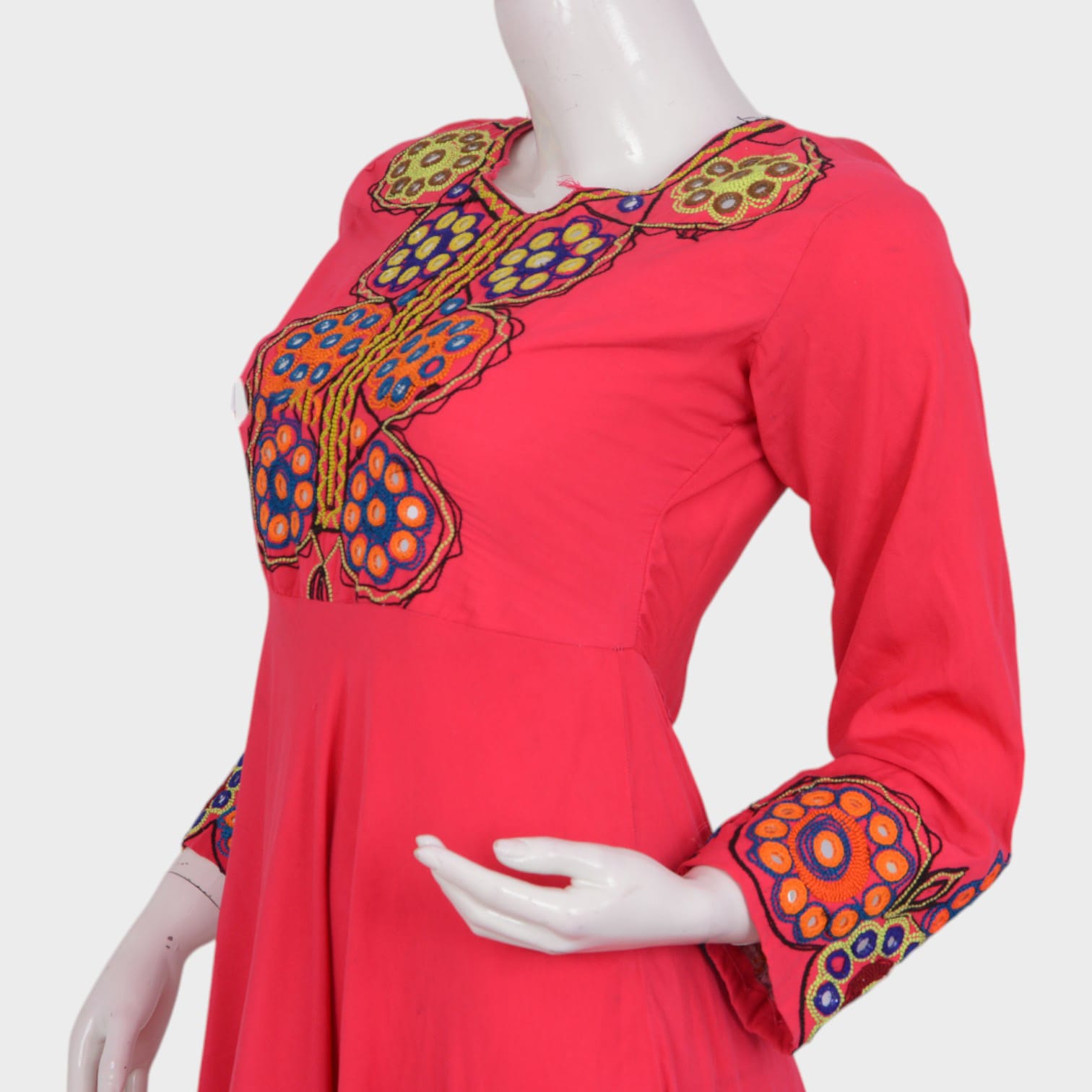 Afghani Pink Dress with Colorful Embroidery