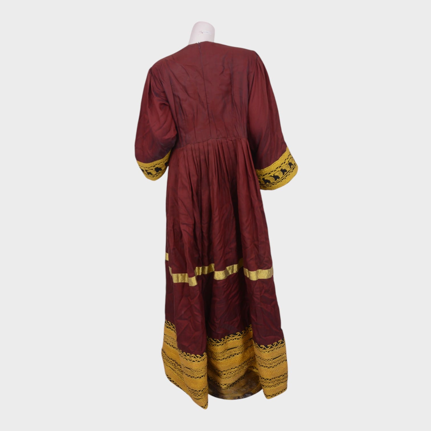 Afghani Maroon Dress with Yellow Embroidery