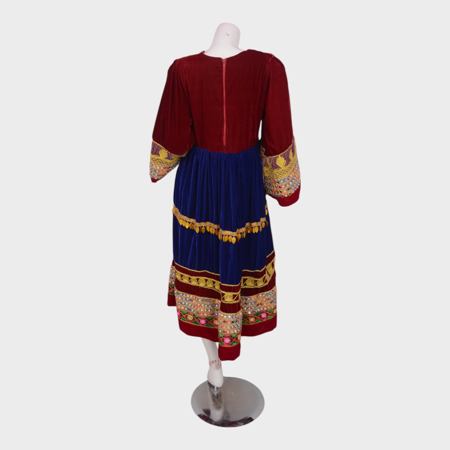Afghani Velvet Dress with Colorful Embroidery