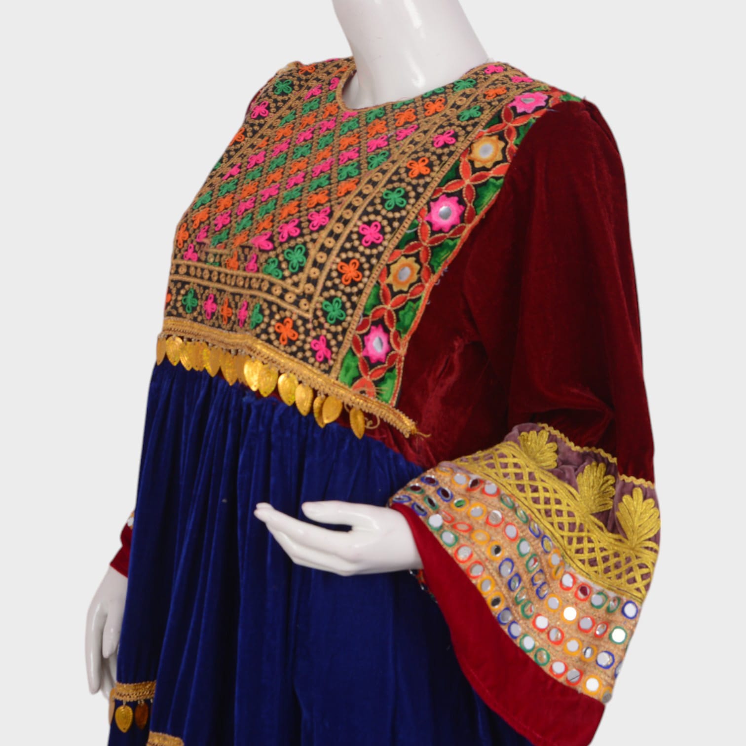 Afghani Velvet Dress with Colorful Embroidery