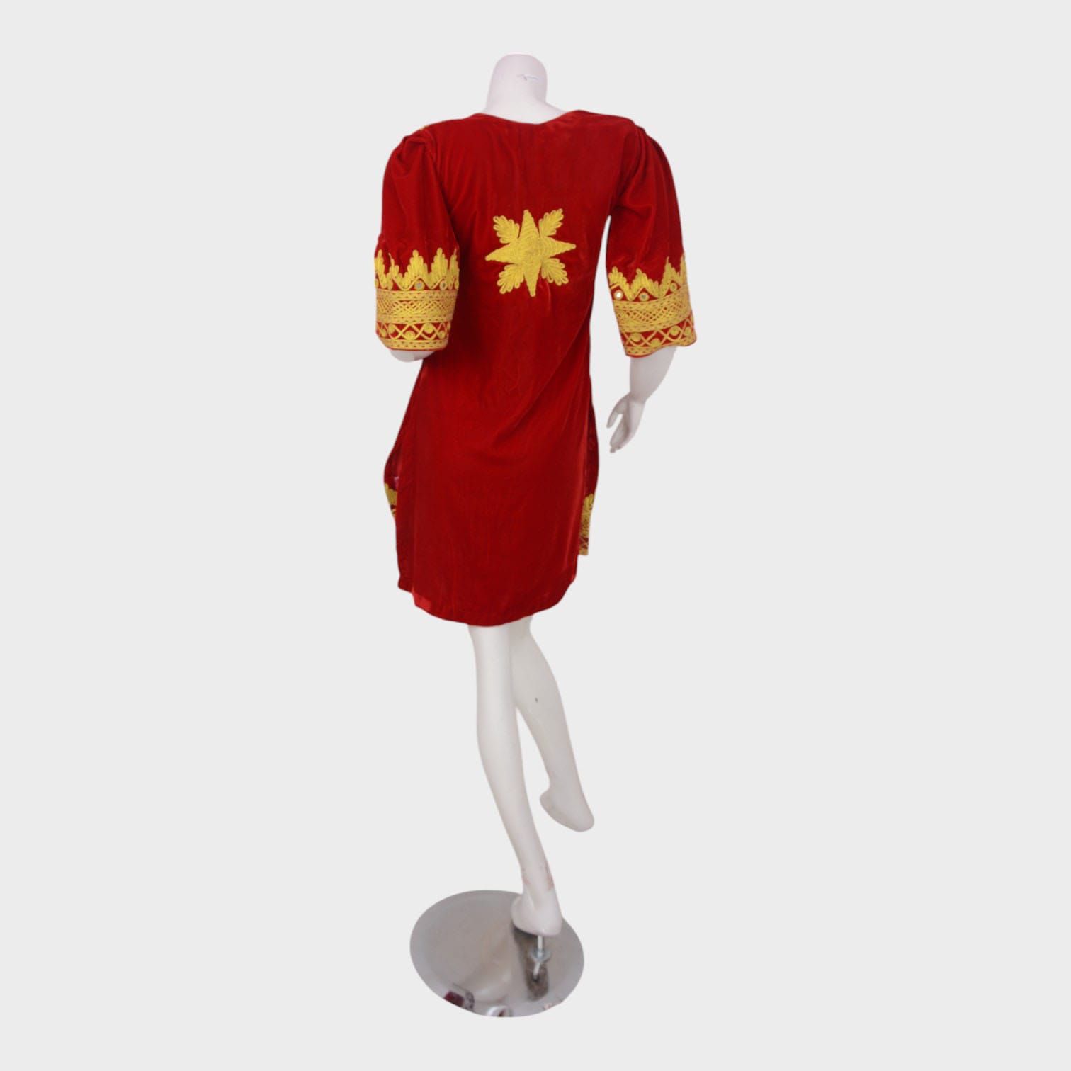 Gandi Afghani Red Velvet Dress
