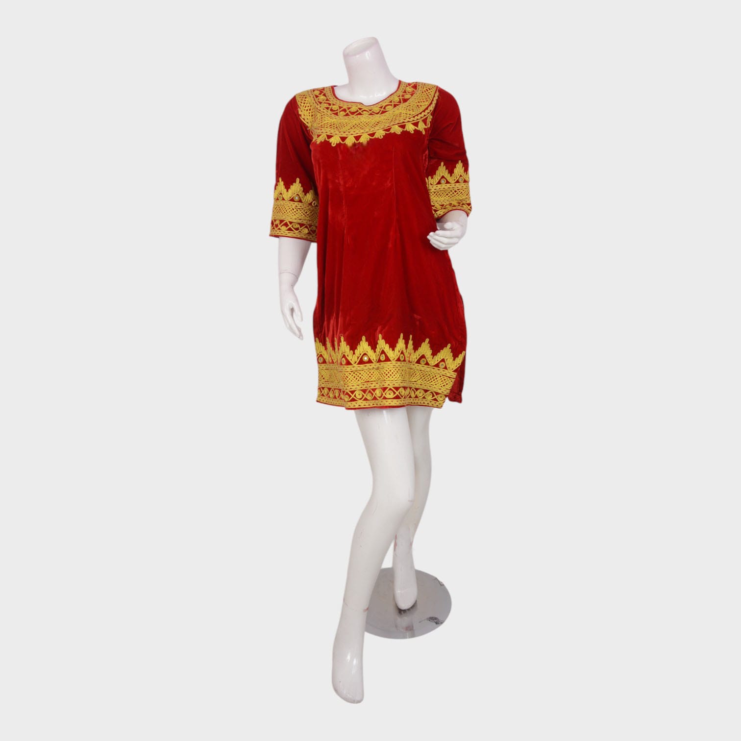 Gandi Afghani Red Velvet Dress