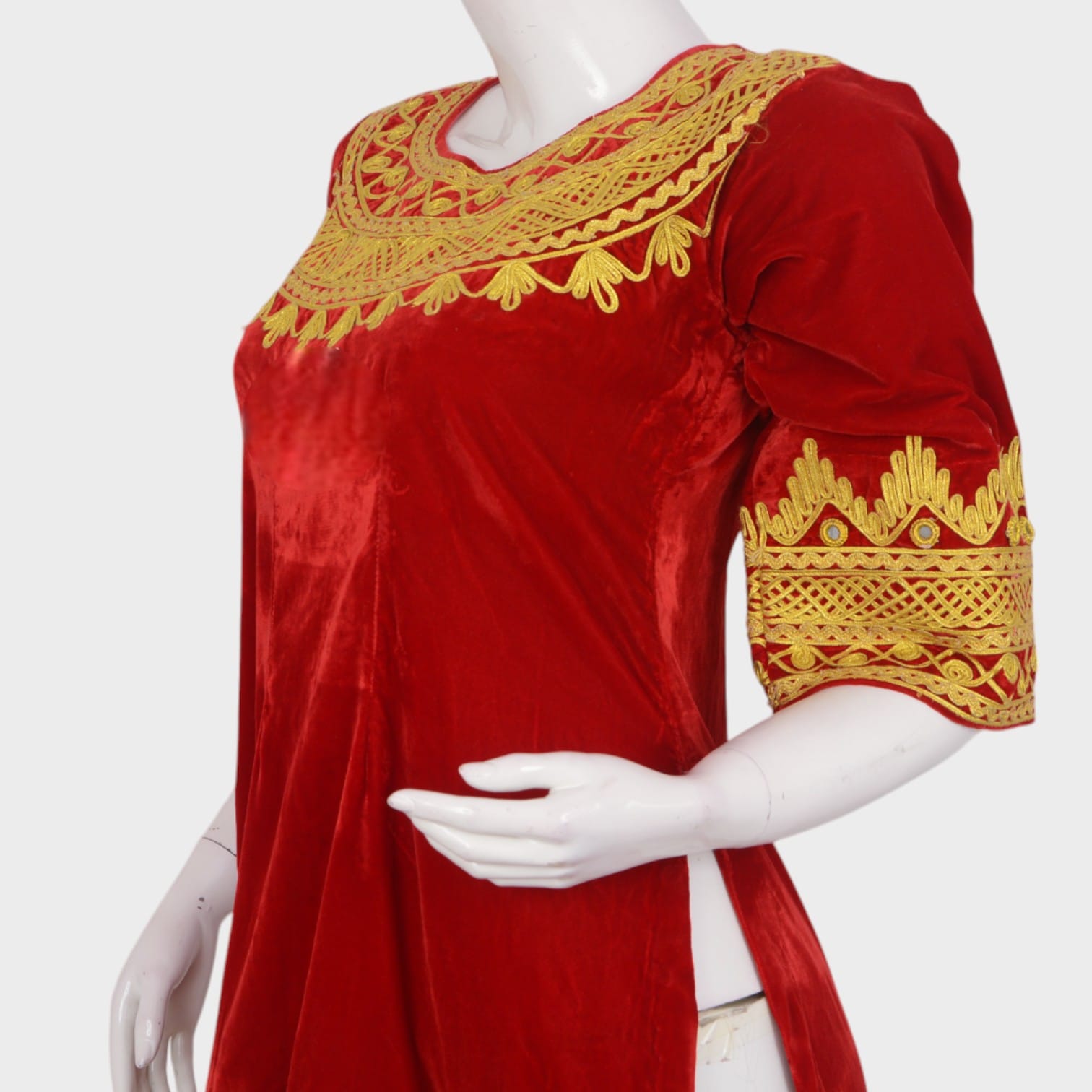 Gandi Afghani Red Velvet Dress